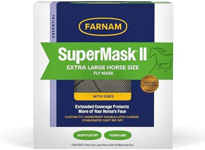 Farnam SuperMask II Horse Fly Mask Basic, Protects Eyes, Large Size