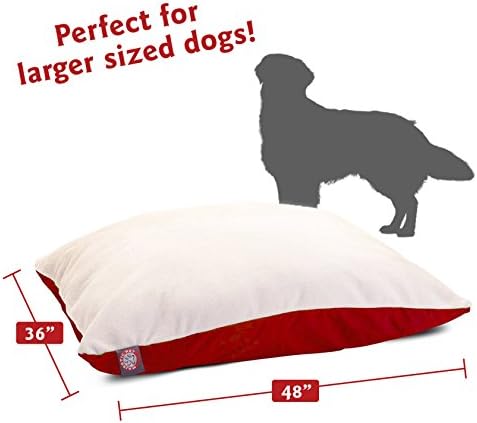 Majestic Pet Rectangle Large Dog Bed Washable – Removable Slipcover Pet Bed – Dog Crate Bed Super Value Pillow Dog Bed – Dog Kennel Bed for Sleeping - Dog Bed Large Breed 36 x 48 Inch – Red