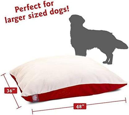 Majestic Pet Rectangle Large Dog Bed Washable – Removable Slipcover Pet Bed – Dog Crate Bed Super Value Pillow Dog Bed – Dog Kennel Bed for Sleeping - Dog Bed Large Breed 36 x 48 Inch – Red