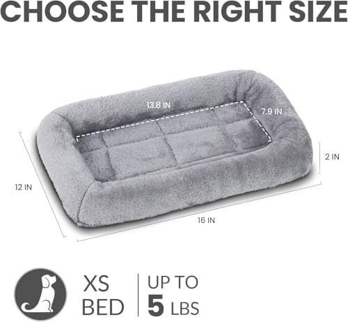 Patas Lague Small Dog Bed Bolster Pet Crate Mat 16''x12'' Grey