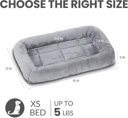 Patas Lague Small Dog Bed Bolster Pet Crate Mat 16''x12'' Grey