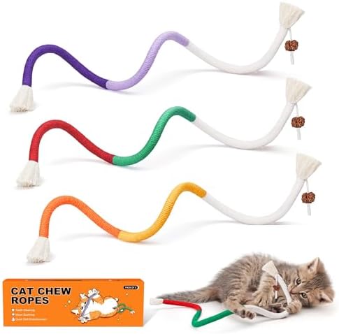 Potaroma Cat Toys Chew Ropes 3Pcs with Refillable Natural Catnip