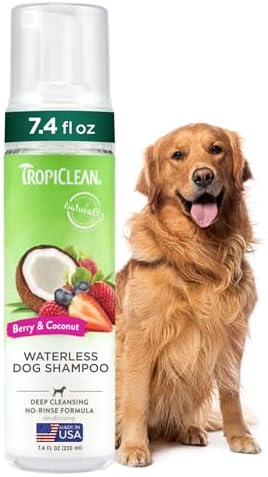 TropiClean No Rinse Waterless Dog Shampoo, Berry & Coconut Scent, 7.4oz
