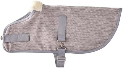 Pet Passion Preston II - The Polar Fleece Coat, Recycled Polar Fleece Warm Dog Jacket for Cold Weather for Small, Medium, Large Dogs, Dove Gray Herringbone, Large (40-60 lbs)