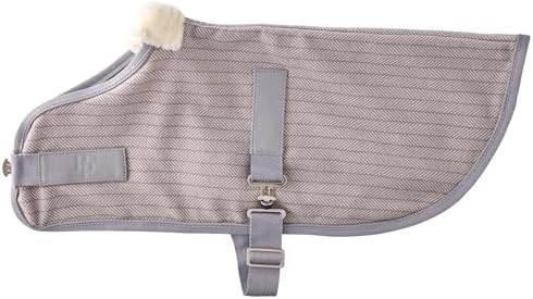 Pet Passion Preston II - The Polar Fleece Coat, Recycled Polar Fleece Warm Dog Jacket for Cold Weather for Small, Medium, Large Dogs, Dove Gray Herringbone, X-Large (55-80 lbs)