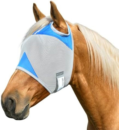 Horse Fly Mask Without Ears, UV Block Breathable Mesh (Blue, L)