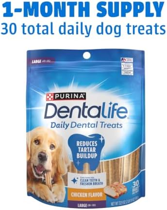 Dentalife Daily Oral Care Dog Treats for Large Dogs, Chicken, 30 ct.