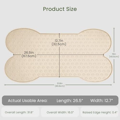 PWTAA Dog Food Mat Anti-Slip Silicone Dog Bowl Mat Thicker Pet Placemat Waterproof Cat Feeder Pad with Raised Edge Puppy Kitten Feeding Mats Suitable Small Medium-Sized Dogs Cats Eating Tray