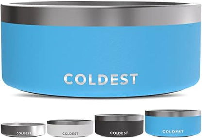 Coldest Dog Bowl - Anti Rust Metal, Non Slip, 3 Layers Insulated Stainless Steel Dog Bowls - Spill Proof & Heavy Duty - Water Bowl for Dogs, Cats & Pets, Dish Washer Safe (100 oz, Celestial Blue)