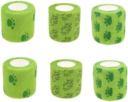 Self Adhesive Bandage Wrap Animal Cohesive Bandage Self Adherent Wrap First Aid Tape for Dogs Cats Horses Birds & Wrist Healing Ankle Sprain (2 Inch G Set 6 Rolls)