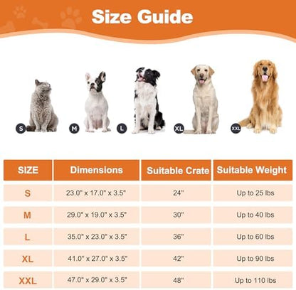 POCBLUE Deluxe Washable XL Dog Bed Dog Crate Mat 41 inch Comfy Fluffy Kennel Pad Anti-Slip for Dogs Up to 90 lbs, 41" x 27", Grey