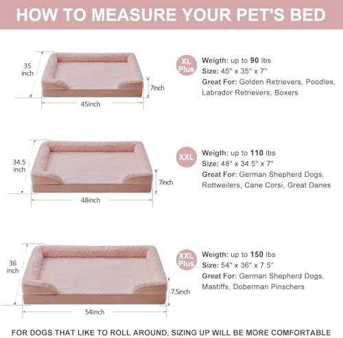 WNPETHOME Orthopedic Washable XXL Dog Bed for Senior Dog Cozy Sleep