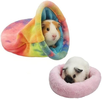 kathson 2PCS Guinea Pig Snuggle Sack,Soft Fleece Pet Sleep Sack Bag Hideout