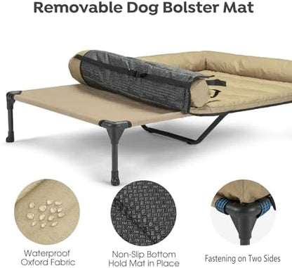 Veehoo Outdoor Elevated Dog Bed with Waterproof Bolster Cushion, Cooling