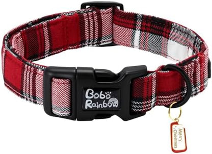 Dog Collars, Christmas Pet Collar Holiday Dog Collar Plaid Print Pet Collar Durable Collar Cute Dog Collar Soft Dog Collars Adjustable Dog Collar Gift Collar for Medium Dogs