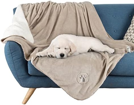 Waterproof Blanket for Dogs and Cats - Reversible 50x60 Throw for Couch, Bed, or Car Protection Against Spills, Stains, and Pet Fur by PETMAKER (Tan)