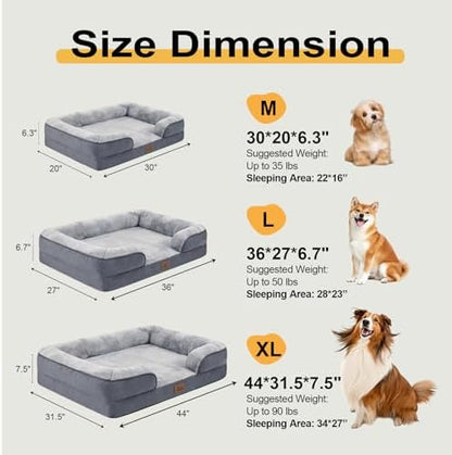 Orthopedic Extra Large Dog Bed, Memory Foam XL Dog Bed Couch, 44" L