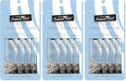 Fussie Cat Tuna with Ocean Fish Puree Grey 4 Count (Pack of 3)