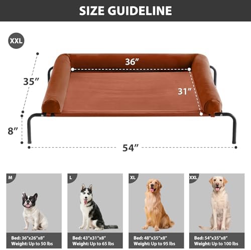 RRPETHOME Large Elevated Cooling Cot, Portable Outdoor Raised Dog Bed