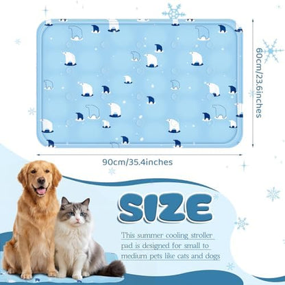 Nuanchu Pet Cooling Mat, Sky Blue Bear, 23.62 x 35.43 Inches, 1 Pcs