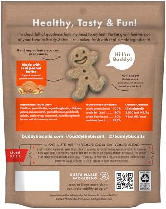 Buddy Biscuits Soft & Chewy Grain Free Dog Treats, Peanut Butter, 5 oz