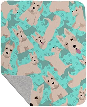 Caroline's Treasures MLM1072LQB Wheaten Scottish Terrier Quilted Blanket 50x60 Artwork Pattern Quilted Throw Blanket for Bed, Couch, Sofa, Soft and Lightweight