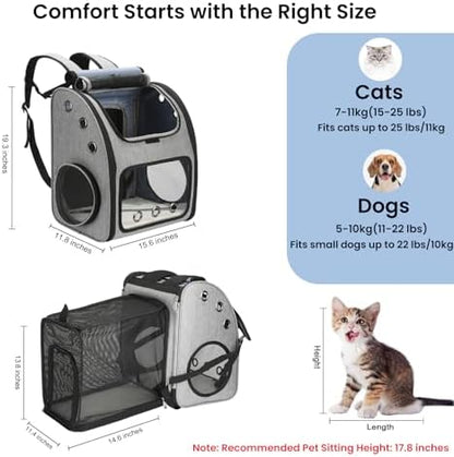 Expandable Cat Carrier Backpack, Large Space,Airline Approved, XL