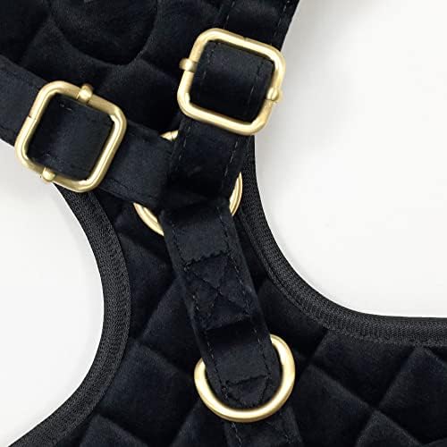 Snoop Doggie Doggs Quilted Velvet Deluxe Pet Harness with Logo Pattern and Gold-Tone Metal Hardware