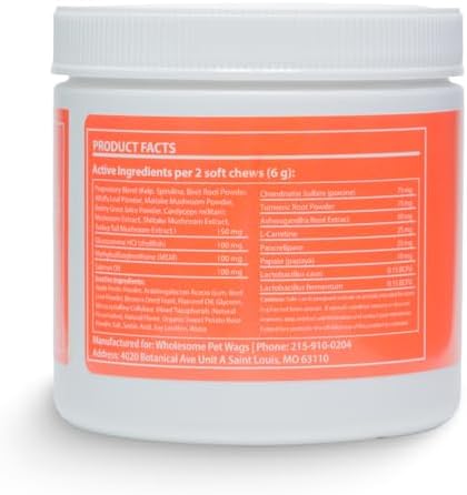 Daily 10-in-1 Dog Wellness Chews – Joint, Gut, Immune, Skin & Coat, Energy & Vitality Support – Glucosamine, Probiotics, Salmon Oil & Turmeric – 60 Soft Chews