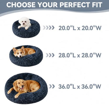 Large Dog Bed, Washable Plush Donut Dog Bed, 36 Inch