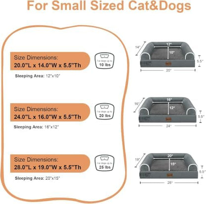 NANUYA Orthopedic Dog Bed for Medium Dogs, 28 x 19 Inch, Dark Grey