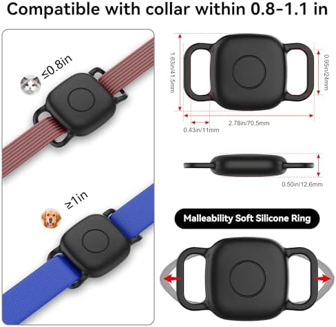 DDJ Waterproof Dog Collar Holder for Life360 Tile Mate Tracker, 4-Pack Durable Silicone Cover, Anti Lost for Tile Tracker Case for Cat & pet Collars, Easy Installation, Black, Pink Punch, Blue, Pink
