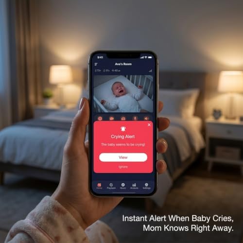iBaby i20 Contactless Wellness Baby Monitor, 1080P Night Vision, 2-Way Audio, Cry Alerts, No Subscription