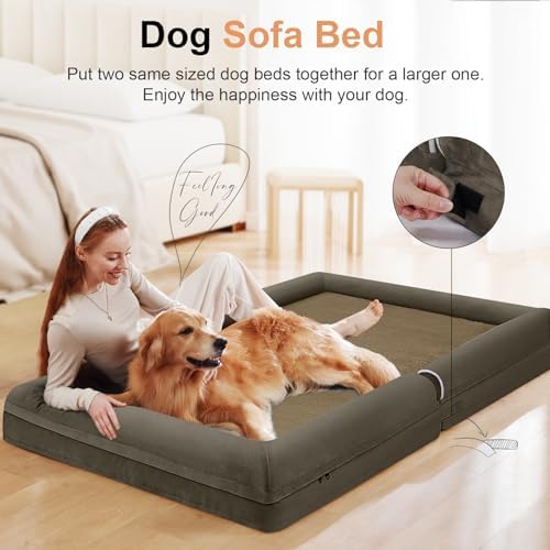NANUYA Orthopedic Dog Bed for Large Dogs, 36 x 27 Inch, Brown