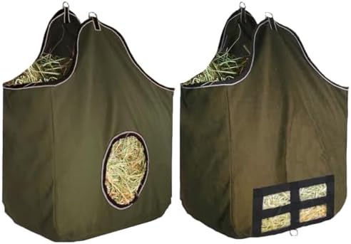 Derby Originals Large 24 OZ Canvas Horse Hay Bag 2 Sided Combo Design X Wide Gusset and 6 Month Warranty