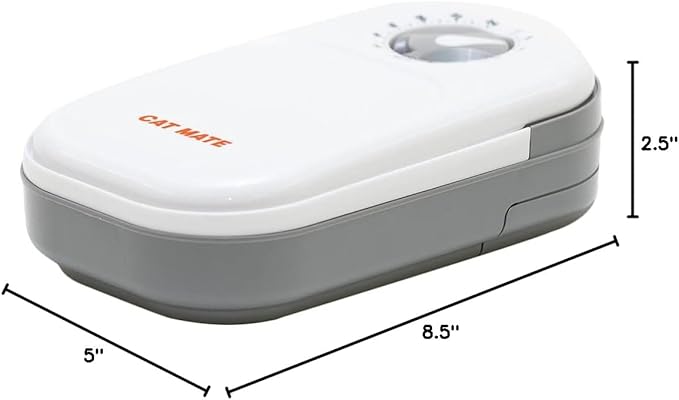 Cat Mate C100 Single Meal Automatic Timer-Controlled Pet Feeder - Suitable for Cats and Small Dogs, For Wet or Dry Food, up to 14 oz capacity, White