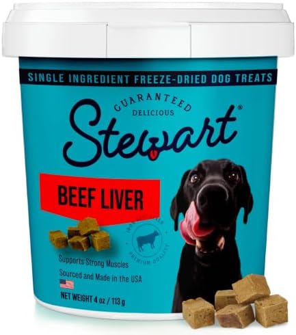 Stewart Freeze Dried Dog Treats, 100% Beef Liver, 4 oz Tub