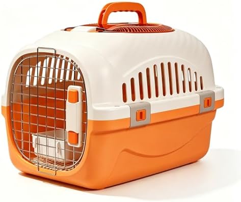Cat Carrier Airline Approved, Portable Pet Travel Crate with Anti-Stress Design for Cats & Small Dogs, Car Safe Kennel with Top Window (Orange)