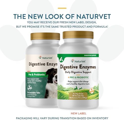 NaturVet Digestive Enzymes with Pre & Probiotic for Dogs & Cats - 90 Count