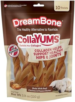 DreamBone CollaYUMS Twists Plus Collagen Rawhide-Free Dog Treats, 10 Count