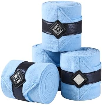 Horse Polo Wraps Upgrade with Bling Leg Wraps for Horses 4-Pack Fleece Leg Wraps Stable Supplies-Ice Blue M
