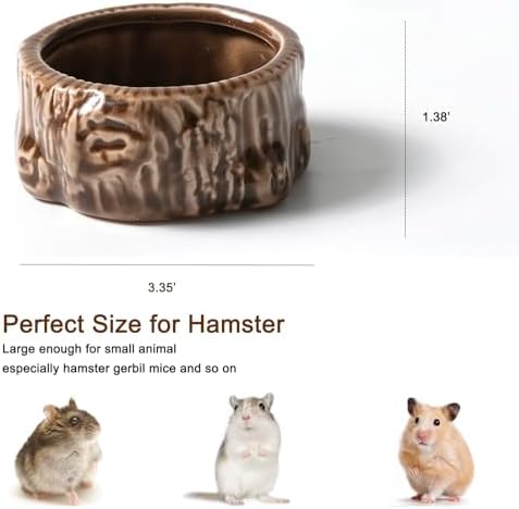 2 Pack Ceramic Hamster Food Bowl Anti-Tip Chew-Proof Water Dish