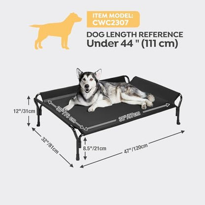 Veehoo Cooling Elevated Dog Bed, Raised Dog Cot with Guardrail & Headrest