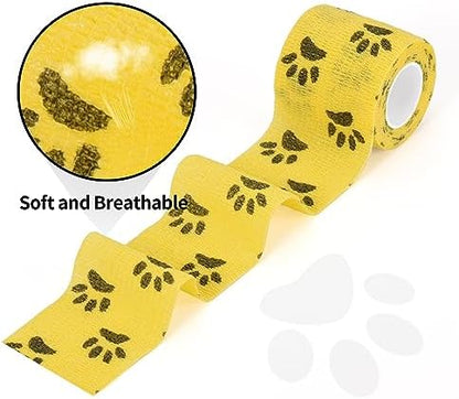 12 Rolls Pet Vet Wrap Dog Self Adhesive Bandage Wrap for Horse Cat Animal