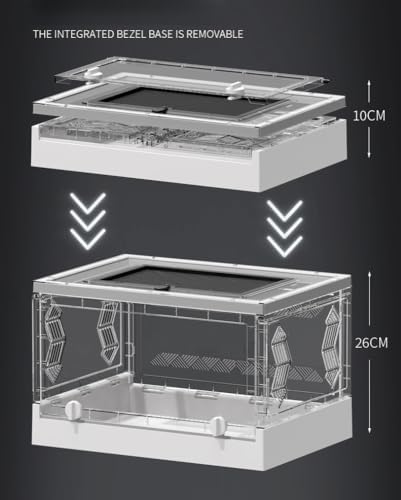 Large Portable Reptile Tank with Multi-Observation Perspective Foldable and Bottom Pulley, Ideal Habitat for Gecko, Frog, Spider and so on (White Extra Large)