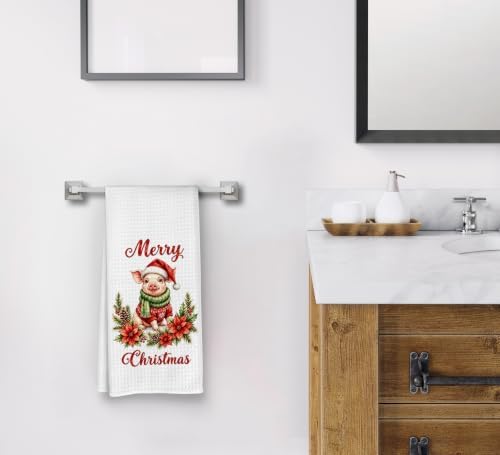 Merry Christmas Pig Kitchen Dish Towels Dishcloth 16x24 Inches