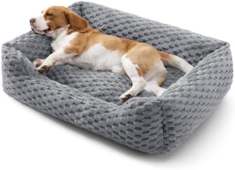 Bedsure Washable Dog Beds Large Sized Dog with Bubble Fleece,35in Grey