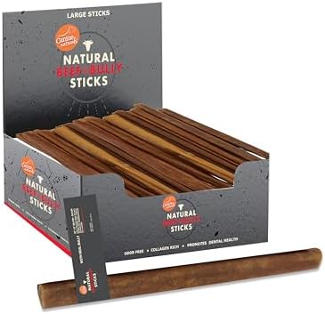 Canine Naturals Beef and Bully Sticks for Dogs, Large, Bulk, 48 Count
