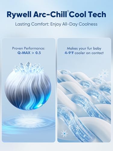 Rywell Dog Cooling Mat 2.0,Elegant Grey Edition, 24 * 18 Thickened Cooling Pad for Dogs, Internal Waterproof & Endothermic Color Changing Arc-Chill Cool Fiber(Q-Max>0.5) for Summer Comfort