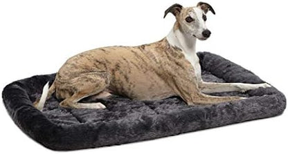 MidWest Homes for Pets QuietTime Dog Bed – Gray Faux Fur Bolster, Ultra-Soft and Machine Washable, Fits 36-Inch Crates and Carriers, for Medium to Large Breed Dogs